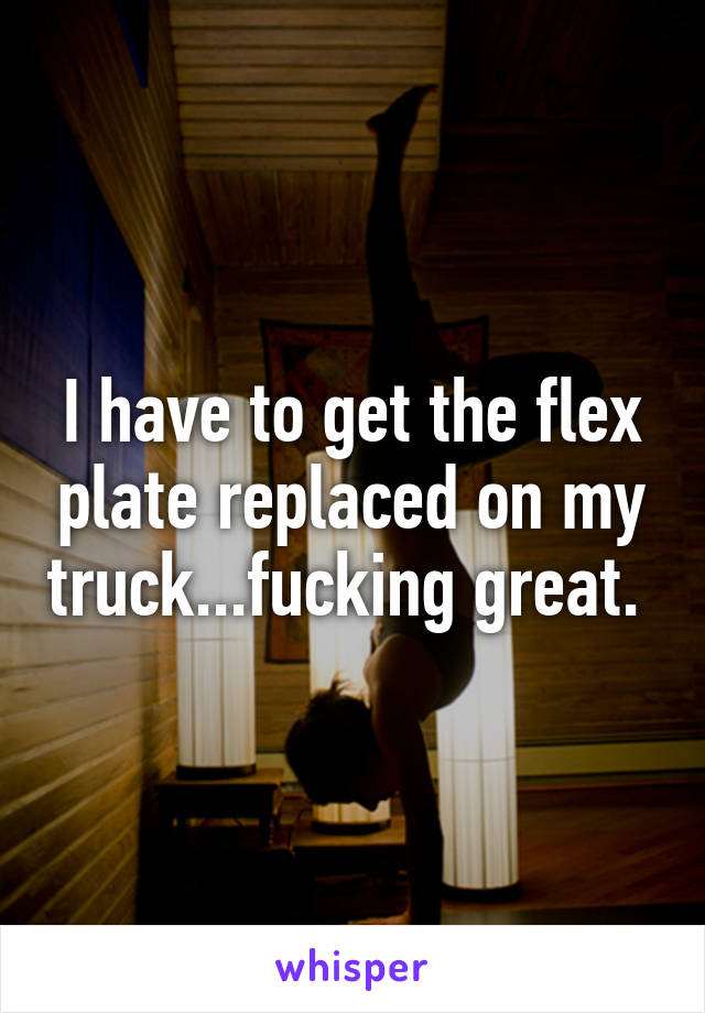 I have to get the flex plate replaced on my truck...fucking great. 