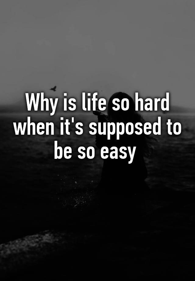 why-is-life-so-hard-when-it-s-supposed-to-be-so-easy