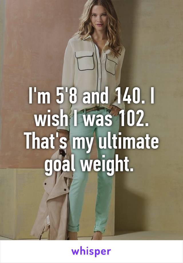 I'm 5'8 and 140. I wish I was 102. That's my ultimate goal weight. 