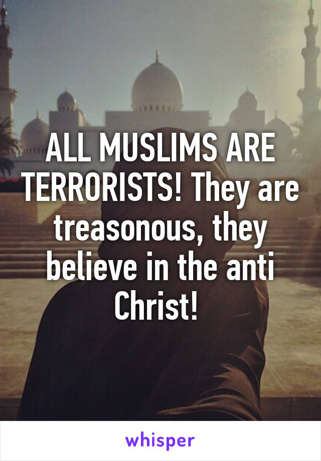 ALL MUSLIMS ARE TERRORISTS! They are treasonous, they believe in the anti Christ! 