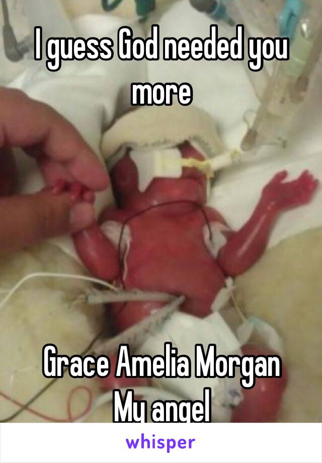 I guess God needed you more 





Grace Amelia Morgan
My angel
