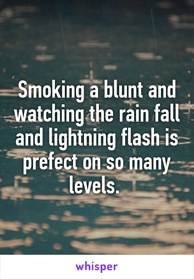 Smoking a blunt and watching the rain fall and lightning flash is prefect on so many levels. 