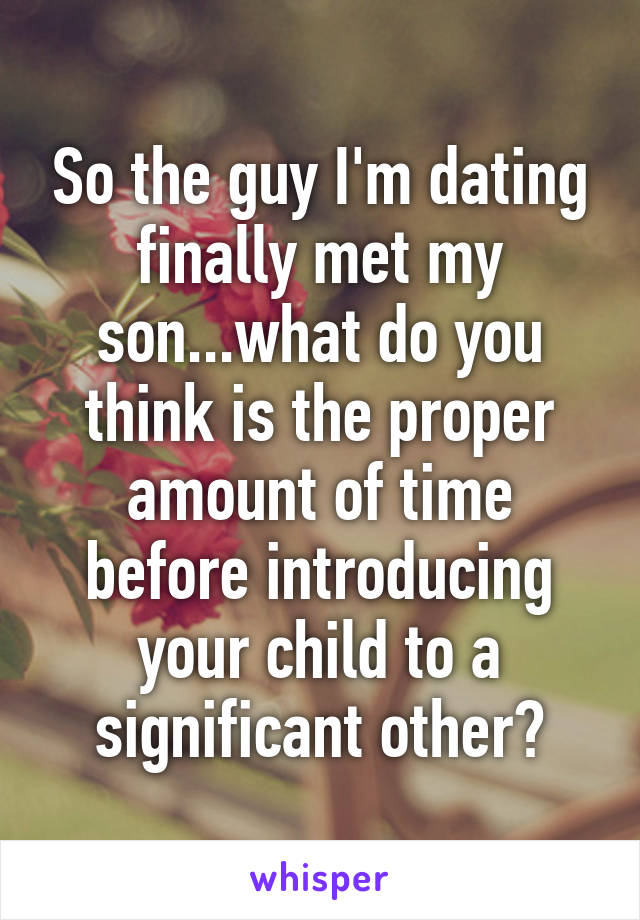 So the guy I'm dating finally met my son...what do you think is the proper amount of time before introducing your child to a significant other?