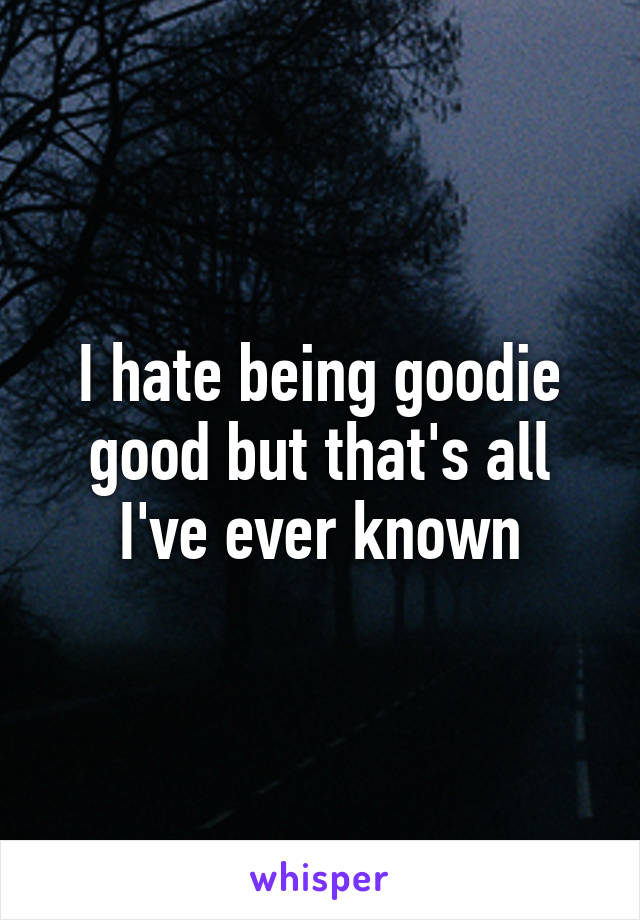 I hate being goodie good but that's all I've ever known