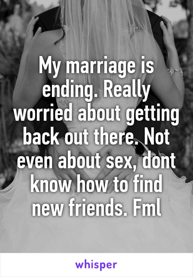 My marriage is ending. Really worried about getting back out there. Not even about sex, dont know how to find new friends. Fml