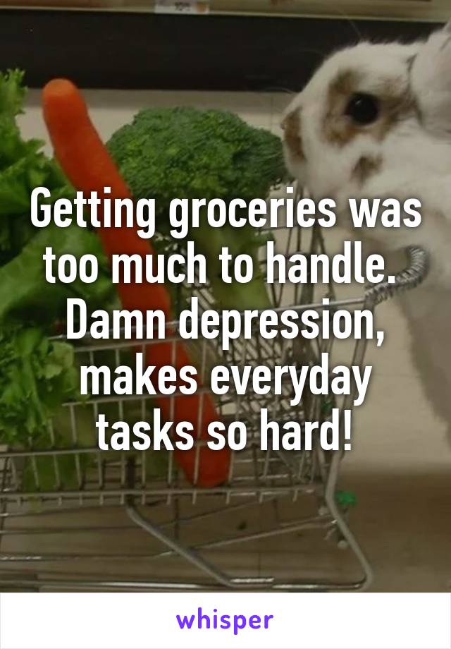 Getting groceries was too much to handle.  Damn depression, makes everyday tasks so hard!