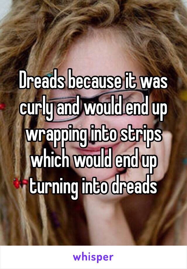 Dreads because it was curly and would end up wrapping into strips which would end up turning into dreads 