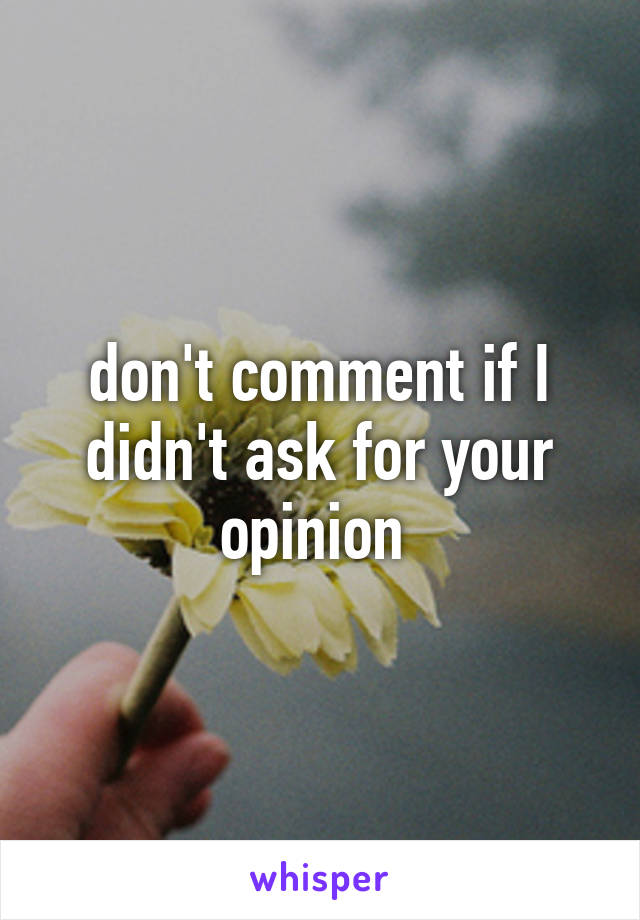 don't comment if I didn't ask for your opinion 