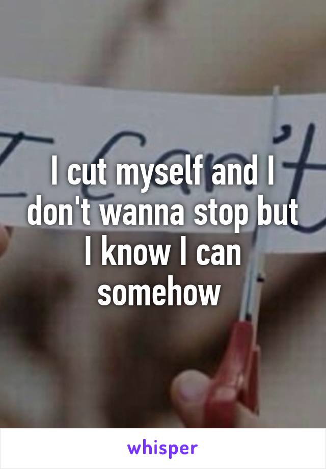 I cut myself and I don't wanna stop but I know I can somehow 