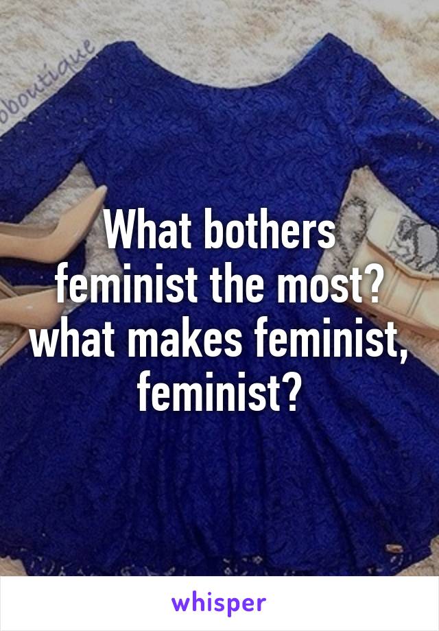 What bothers feminist the most? what makes feminist, feminist?