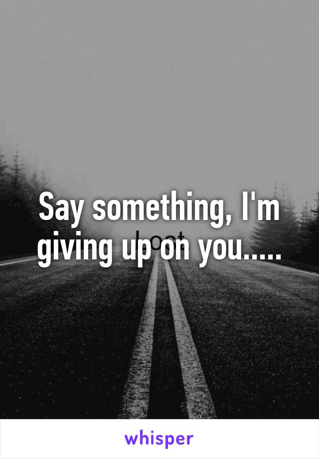 Say something, I'm giving up on you.....