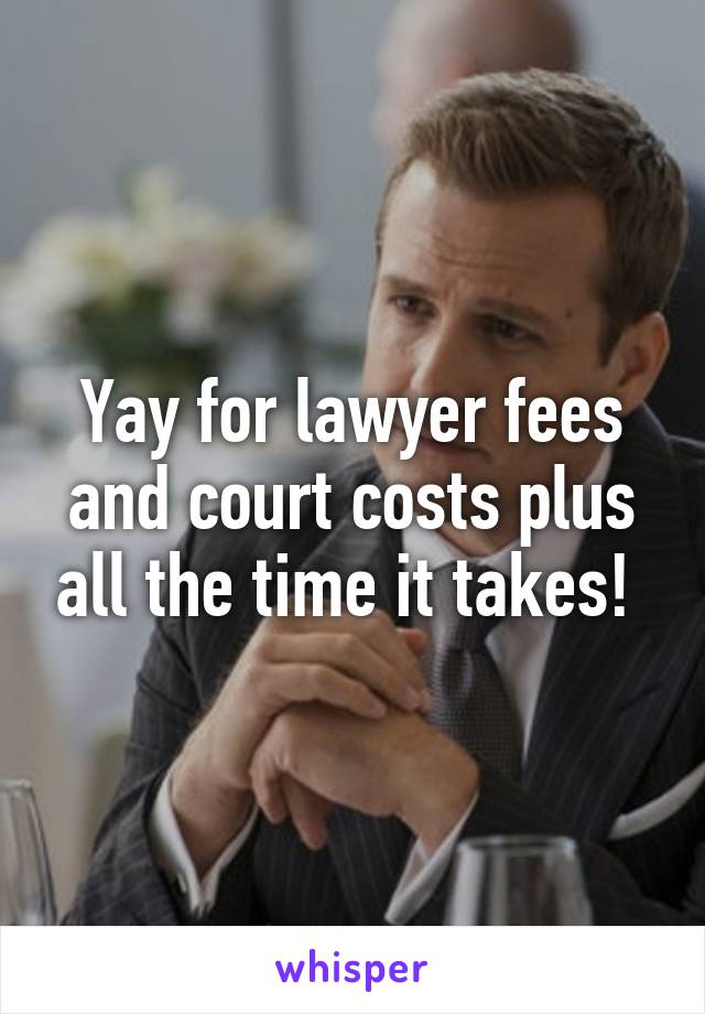 Yay for lawyer fees and court costs plus all the time it takes! 