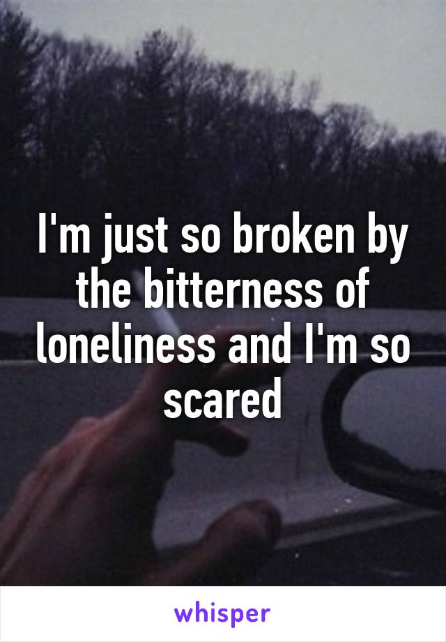 I'm just so broken by the bitterness of loneliness and I'm so scared