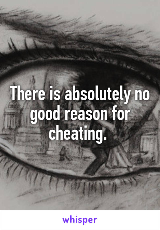 There is absolutely no good reason for cheating. 