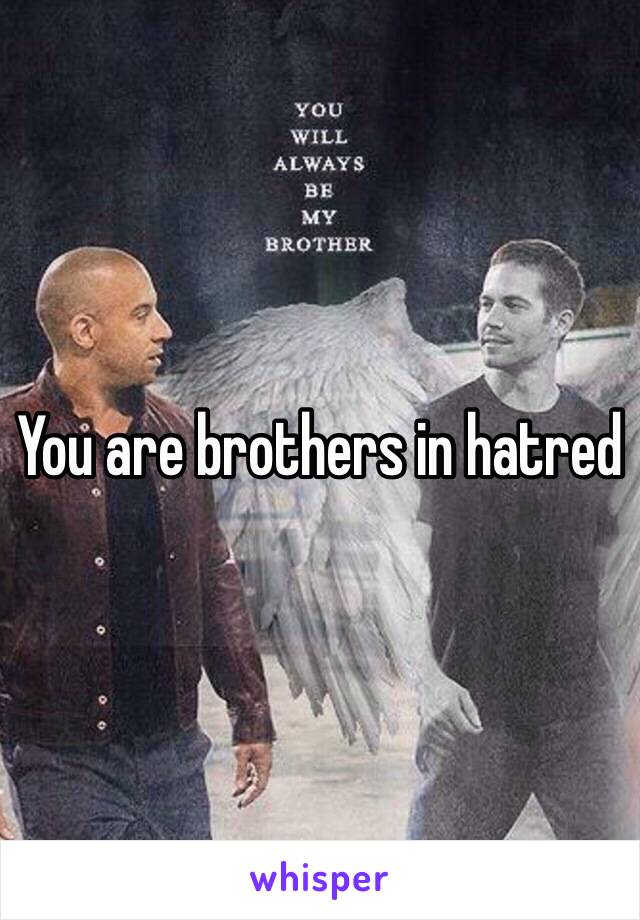 You are brothers in hatred 