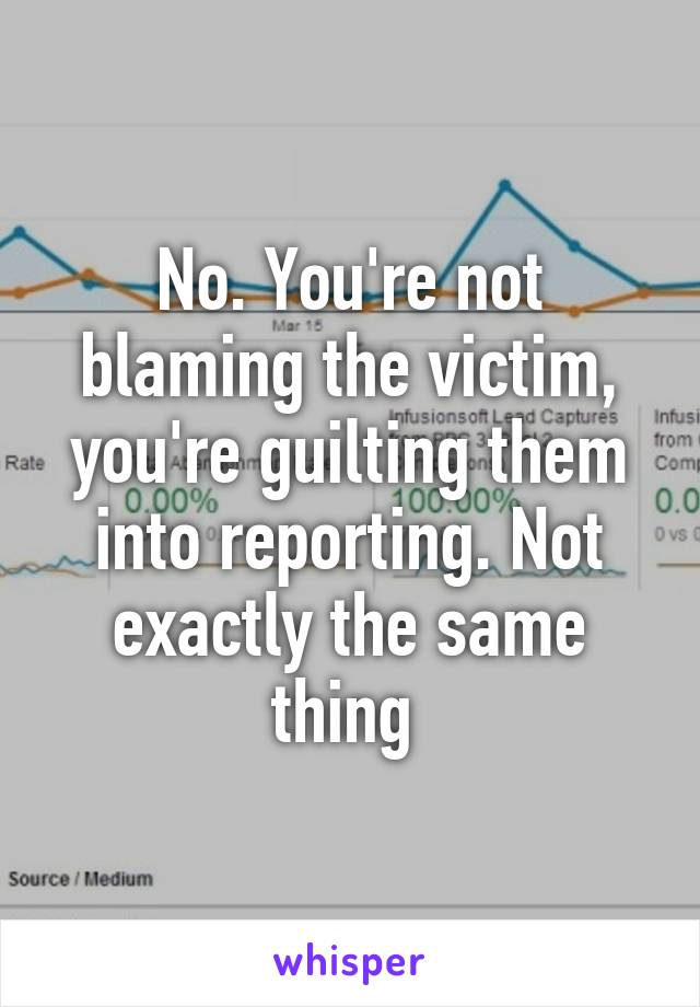 No. You're not blaming the victim, you're guilting them into reporting. Not exactly the same thing 