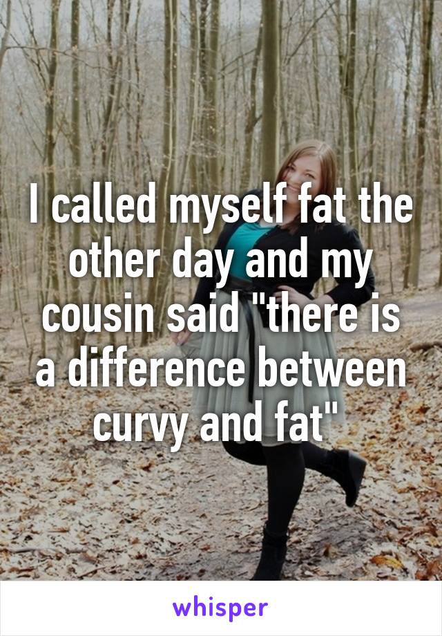 I called myself fat the other day and my cousin said "there is a difference between curvy and fat" 