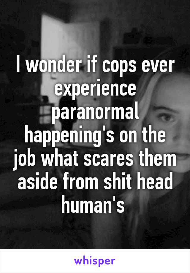 I wonder if cops ever experience paranormal happening's on the job what scares them aside from shit head human's 