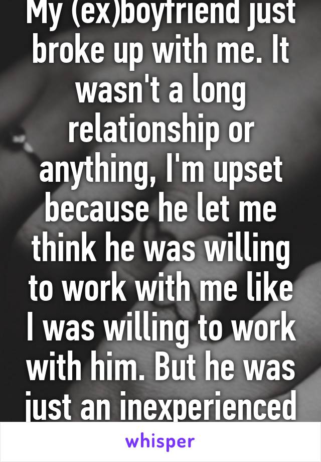 My (ex)boyfriend just broke up with me. It wasn't a long relationship or anything, I'm upset because he let me think he was willing to work with me like I was willing to work with him. But he was just an inexperienced asshole. 