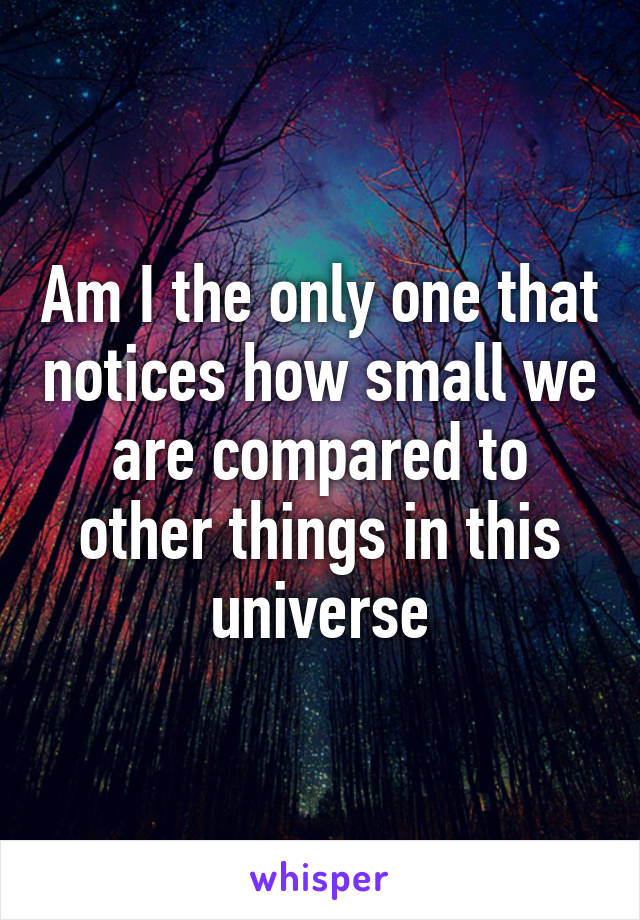 Am I the only one that notices how small we are compared to other things in this universe