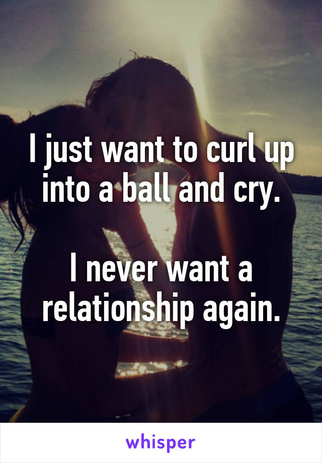 I just want to curl up into a ball and cry.

I never want a relationship again.