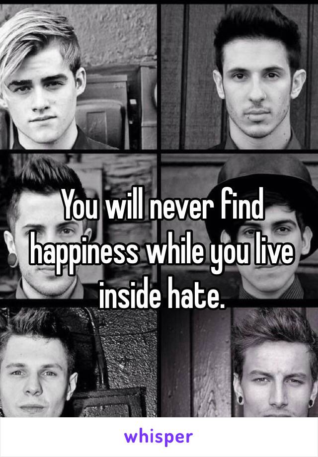 You will never find happiness while you live inside hate. 