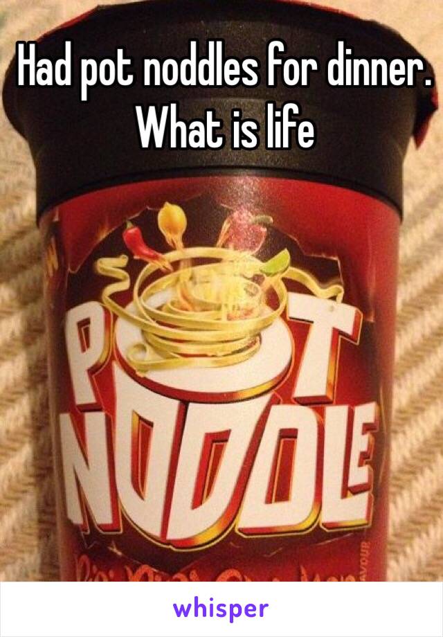 Had pot noddles for dinner. 
What is life  