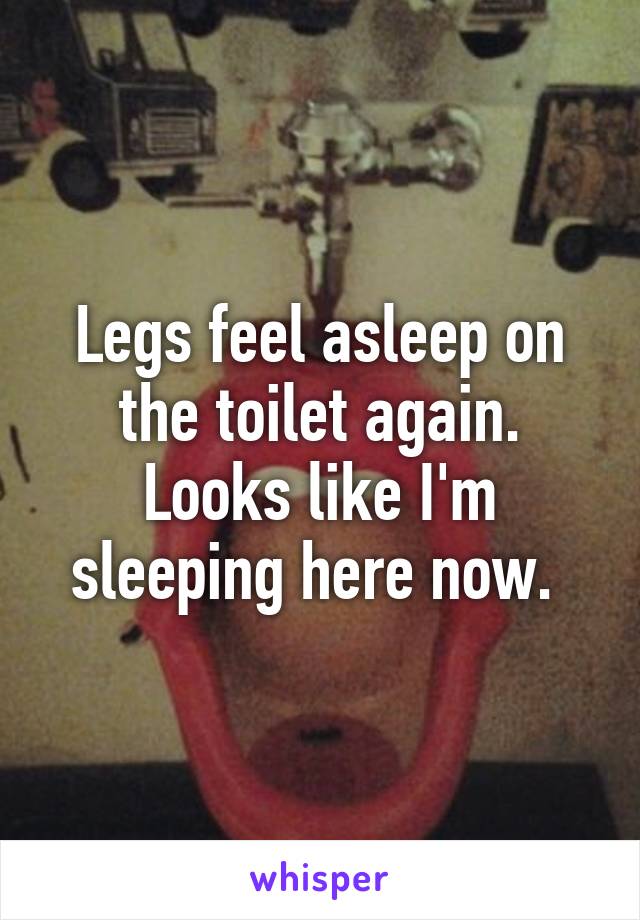 Legs feel asleep on the toilet again. Looks like I'm sleeping here now. 