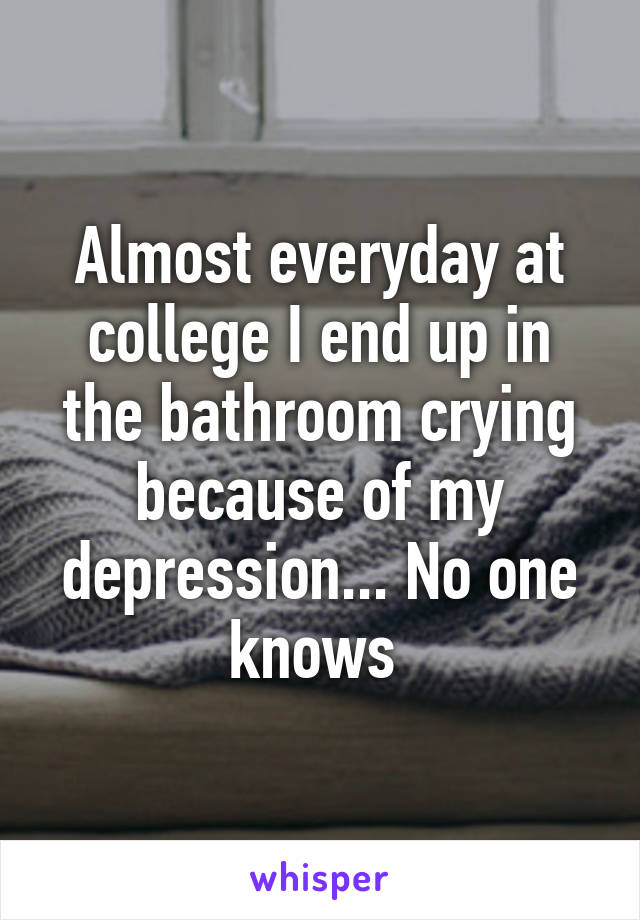 Almost everyday at college I end up in the bathroom crying because of my depression... No one knows 