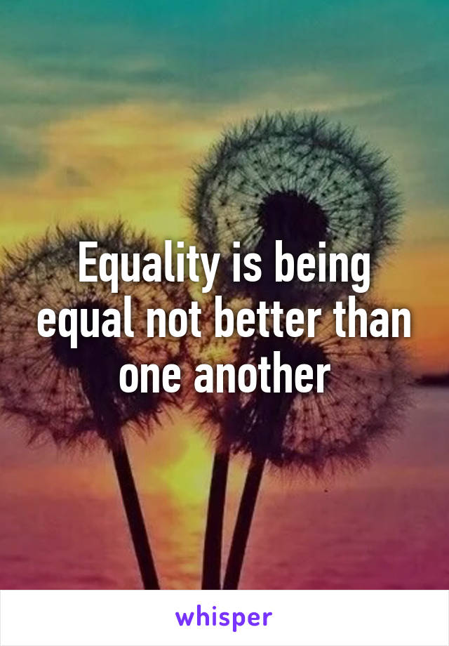 Equality is being equal not better than one another