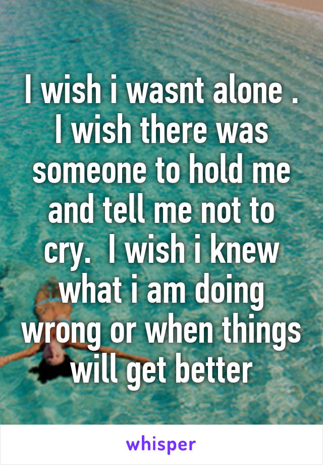 I wish i wasnt alone . I wish there was someone to hold me and tell me not to cry.  I wish i knew what i am doing wrong or when things will get better