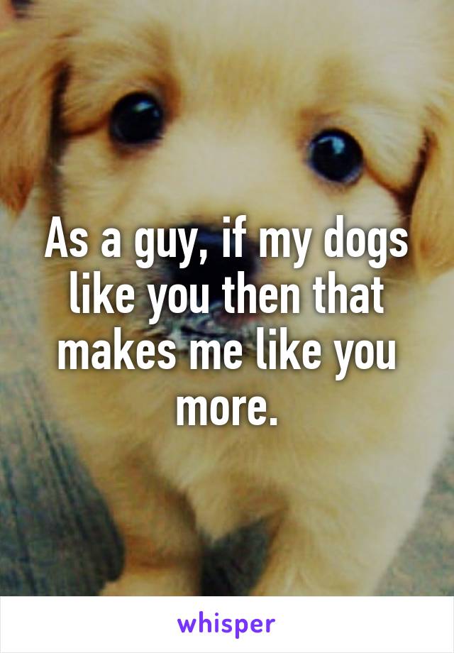 As a guy, if my dogs like you then that makes me like you more.