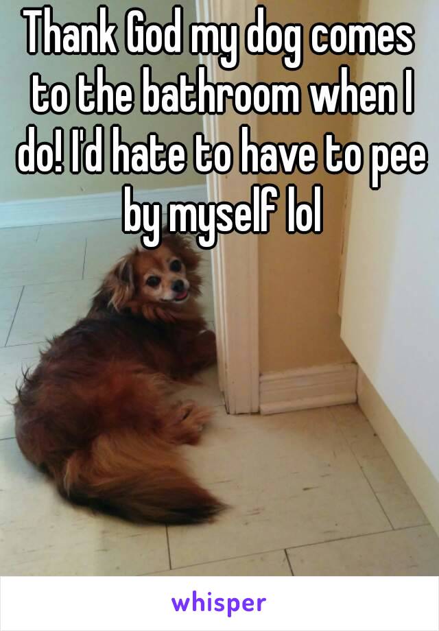 Thank God my dog comes to the bathroom when I do! I'd hate to have to pee by myself lol