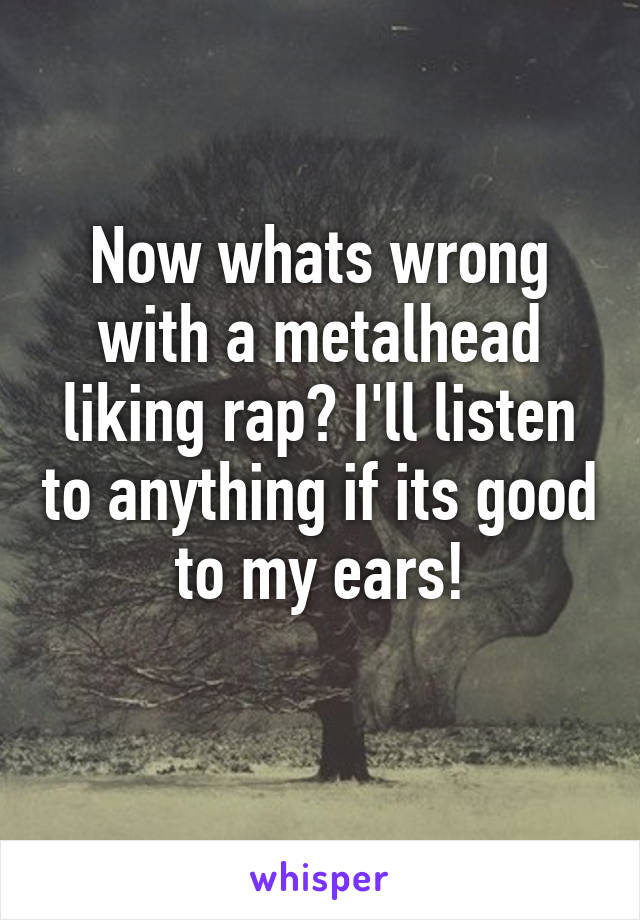 Now whats wrong with a metalhead liking rap? I'll listen to anything if its good to my ears!
