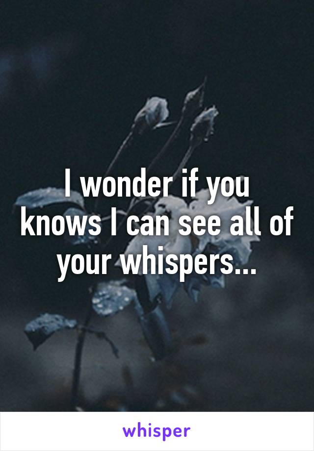 I wonder if you knows I can see all of your whispers...