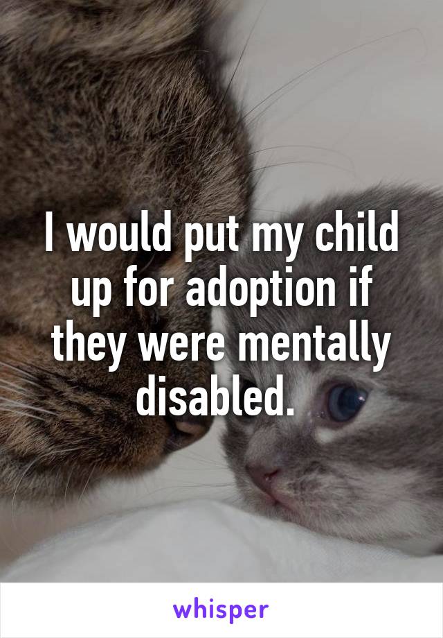 I would put my child up for adoption if they were mentally disabled. 