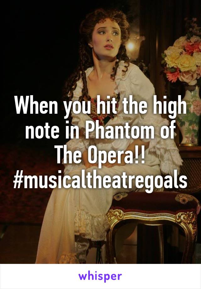 When you hit the high note in Phantom of The Opera!!
#musicaltheatregoals