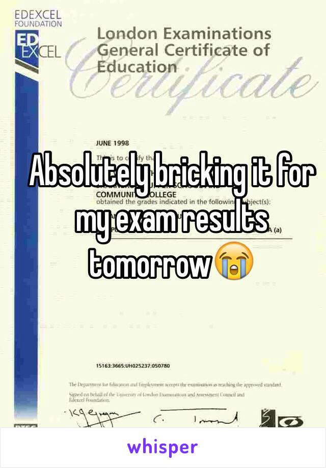 Absolutely bricking it for my exam results tomorrow😭