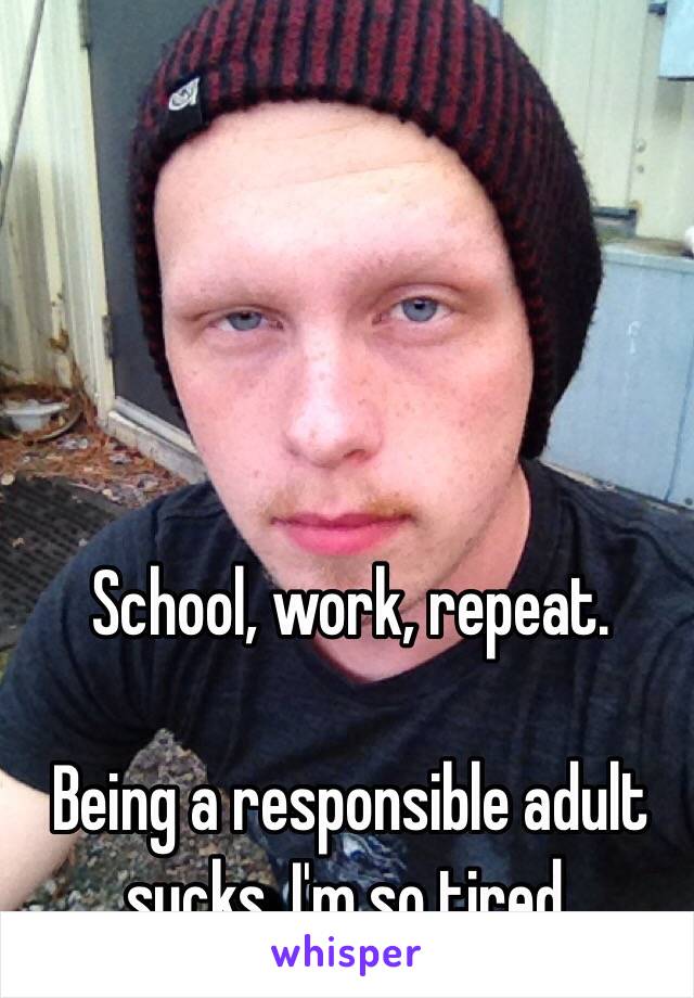 School, work, repeat.

Being a responsible adult sucks. I'm so tired.