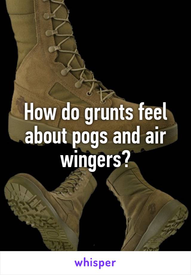 How do grunts feel about pogs and air wingers?