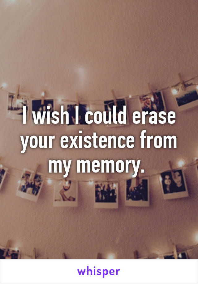 I wish I could erase your existence from my memory. 