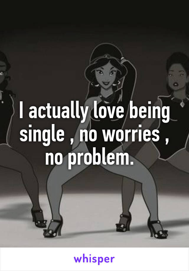 I actually love being single , no worries , no problem.  