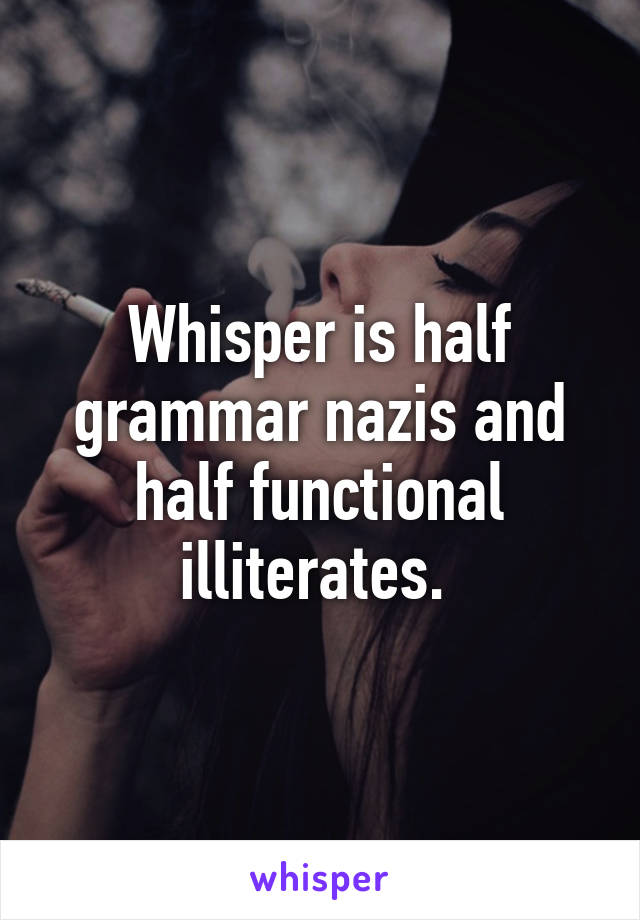 Whisper is half grammar nazis and half functional illiterates. 