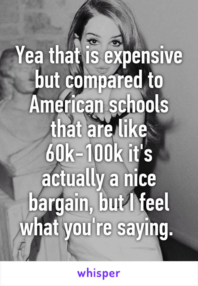 Yea that is expensive but compared to American schools that are like 60k-100k it's actually a nice bargain, but I feel what you're saying. 