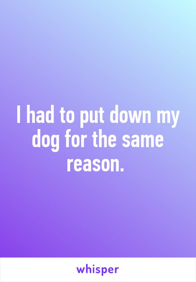 I had to put down my dog for the same reason. 