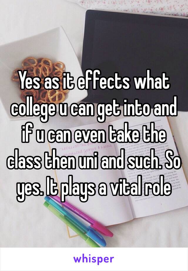 Yes as it effects what college u can get into and if u can even take the class then uni and such. So yes. It plays a vital role