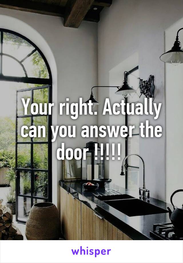 Your right. Actually can you answer the door !!!!! 