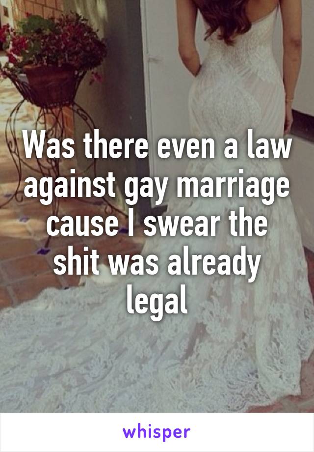 Was there even a law against gay marriage cause I swear the shit was already legal