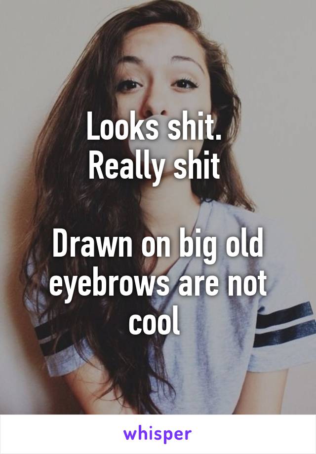 Looks shit. 
Really shit 

Drawn on big old eyebrows are not cool 