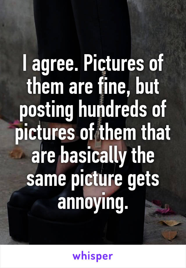 I agree. Pictures of them are fine, but posting hundreds of pictures of them that are basically the same picture gets annoying.